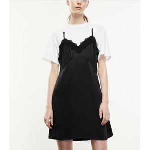 The Kooples -Black White 2-IN-1 Babydoll T-Shirt Dress